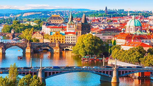 Le centre historique de Prague et la rivière Vltava, République tchèque